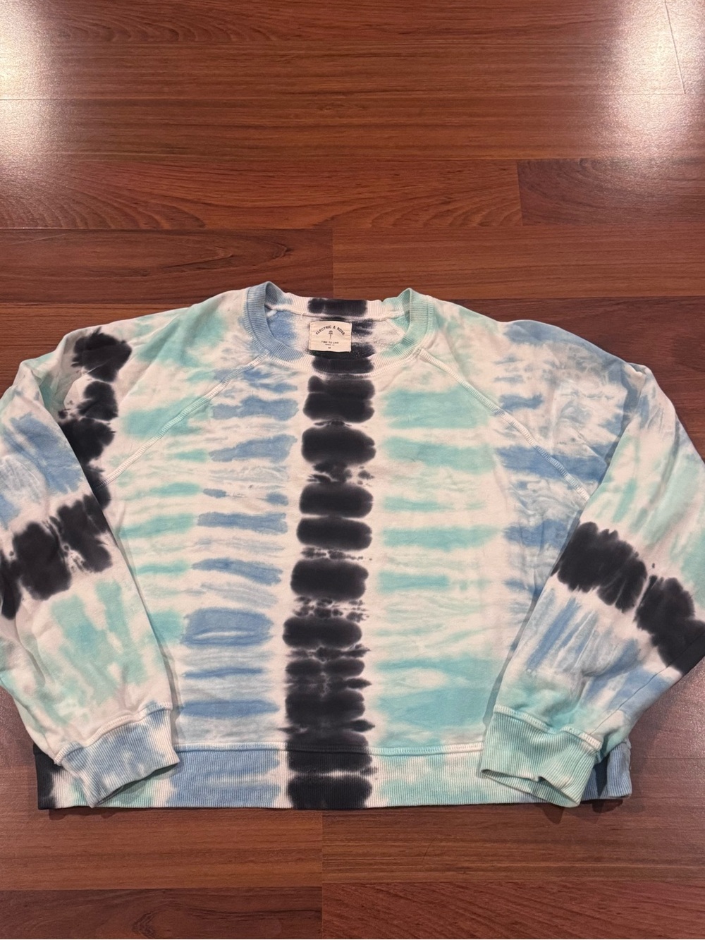 Tie-Dye Crewneck Sweatshirt - Blue, Black & White